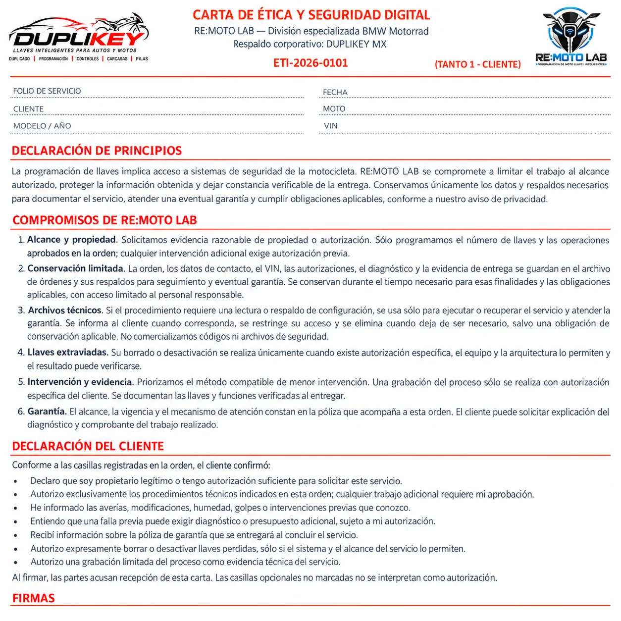 Carta de Ética y Seguridad Digital RE:MOTO LAB sin datos personales