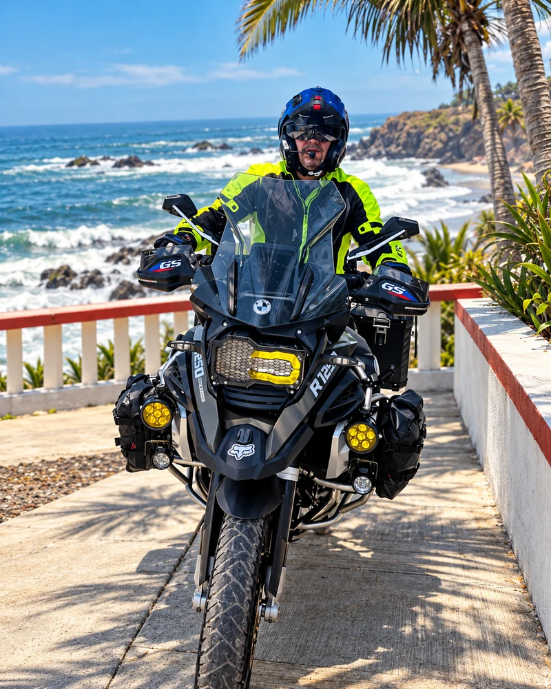 Fundador de RE:MOTO LAB en ruta sobre su BMW R 1250 GS Adventure