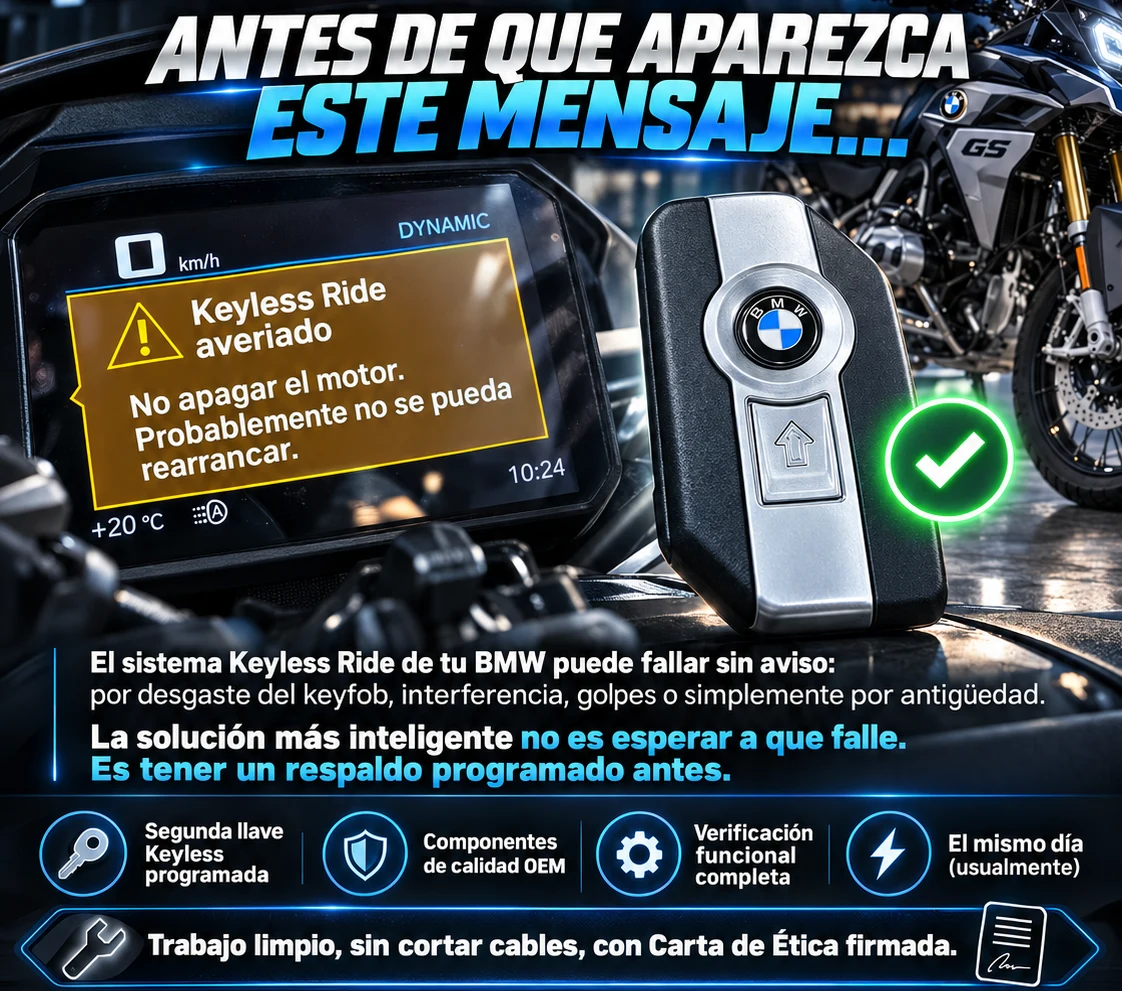Duplicado preventivo de llave Keyless Ride BMW Motorrad antes de una falla